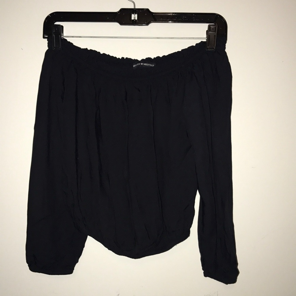 off the shoulder navy blue crop top